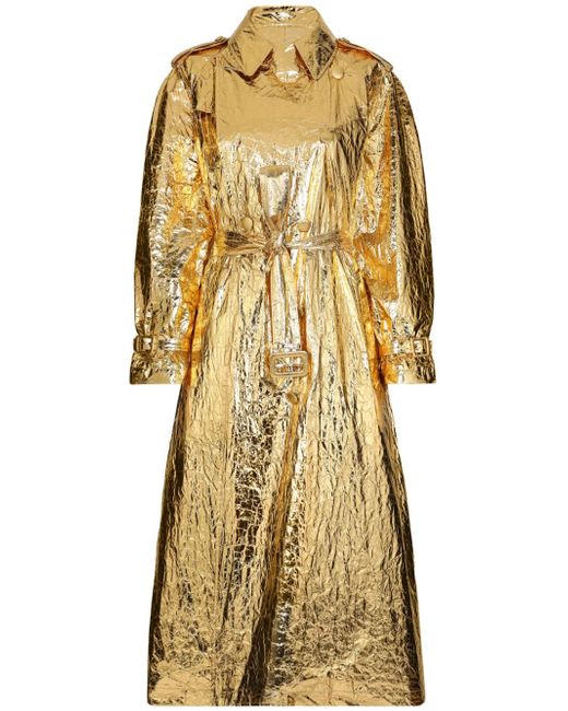 Dolce & Gabbana belted crinkled-patent coat