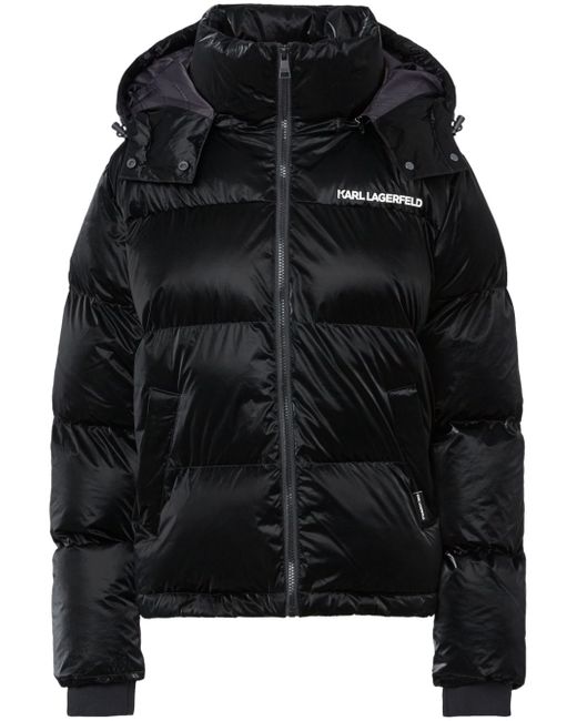 Karl Lagerfeld logo-print hooded puffer jacket