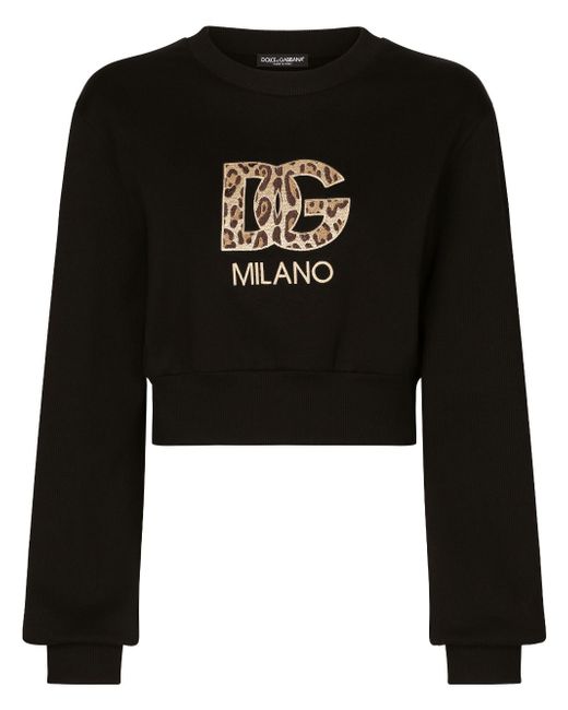 Dolce & Gabbana logo-patch cropped sweatshirt