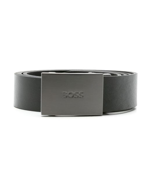 Boss engraved-logo buckle belt
