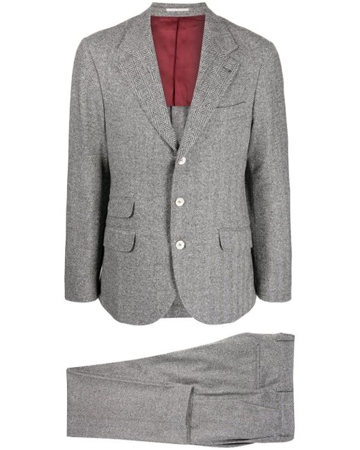 Brunello Cucinelli wool-blend herringbone two-piece suit