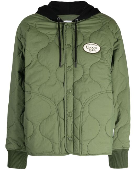 Chocoolate logo-patch quilted hooded jacket
