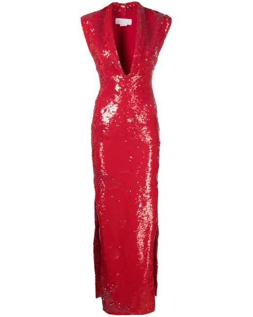 Genny cowl-neck sequin maxi dress
