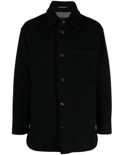 Emporio Armani spread-collar virgin wool shirt jacket