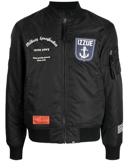 Izzue patches-detail padded bomber jacket