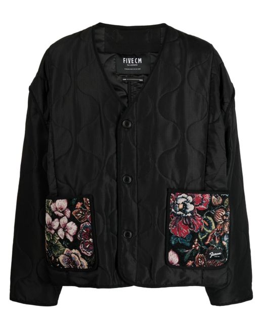 Five Cm floral-patchwork quilted padded jacket