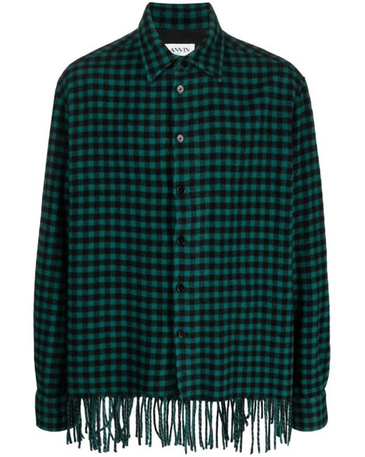 Lanvin fringed checked wool shirt