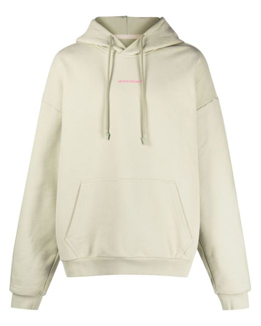 Monochrome logo-embossed hoodie
