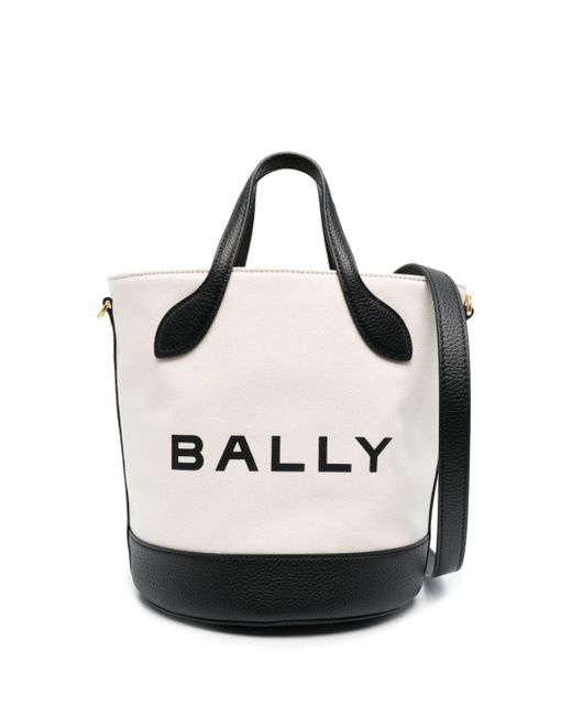 Bally logo-print leather-trim bucket bag