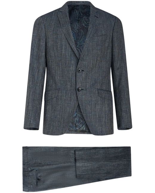 Etro check-pattern single-breasted suit