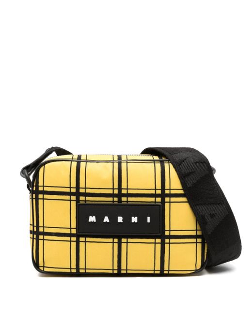 Marni logo-patch leather shoulder bag