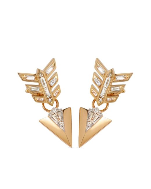 Annoushka 18kt gold Deco diamond feather arrow earrings