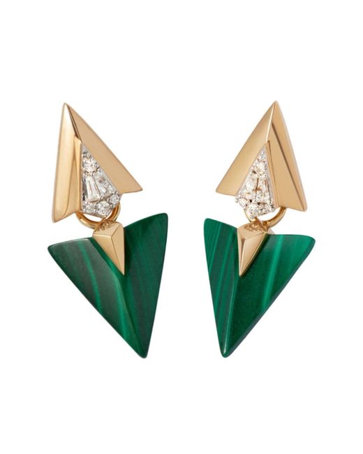 Annoushka 18kt gold Deco malachite and diamond earrings