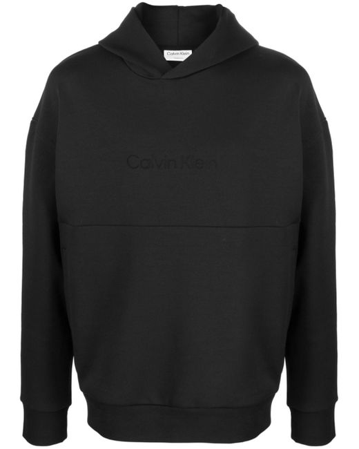 Calvin Klein logo-debossed long-sleeve hoodie