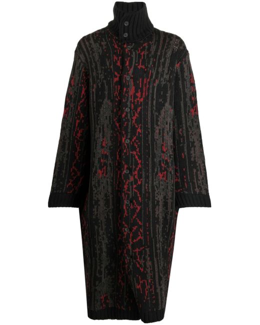 Yohji Yamamoto patterned high-neck coat