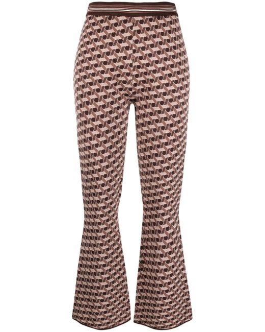 Diane von Furstenberg geometric-pattern jacquard flared trousers