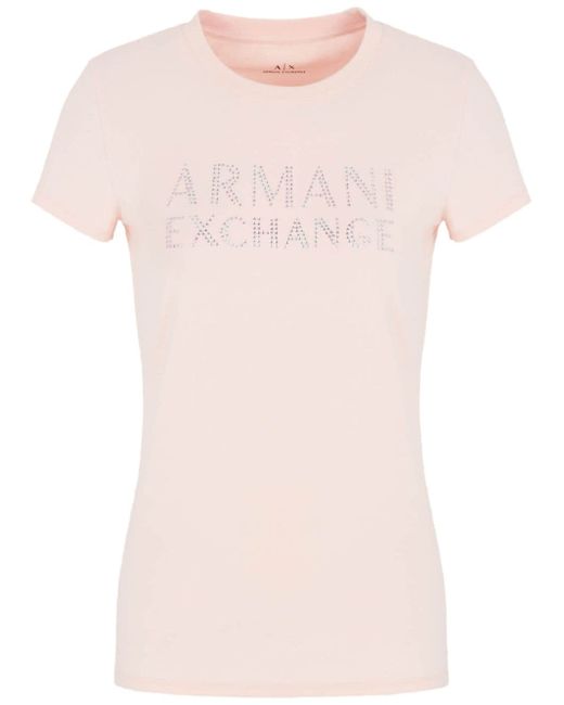 Armani Exchange crystal-embellished logo T-shirt
