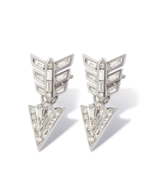 Annoushka 18kt gold Deco Feather Arrow diamond drop earrings