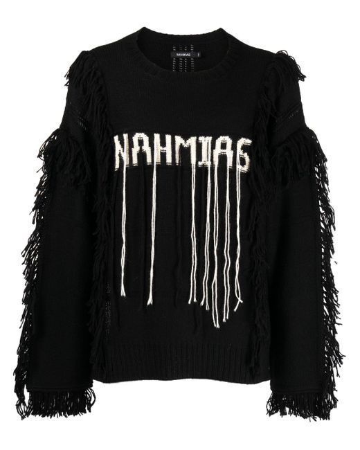 Nahmias intarsia-knit logo wool jumper