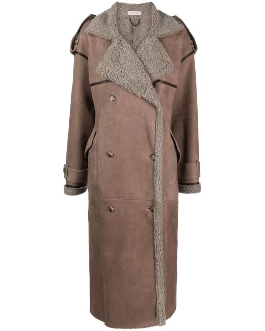 The Mannei shearling-lining double-breasted coat