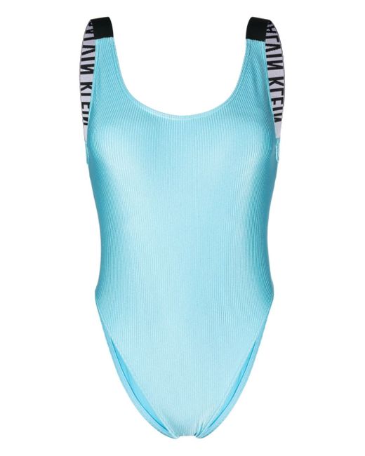 Calvin Klein logo-tape ribbed swimsuit