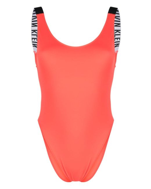 Calvin Klein logo-tape scoop-back swimsuit