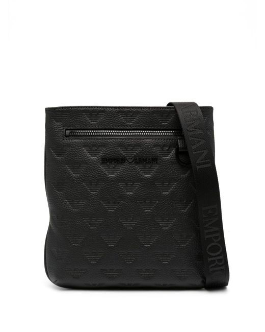 Emporio Armani embossed-monogram leather shoulder bag
