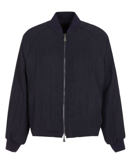Giorgio Armani zip-up crinkled bomber jacket