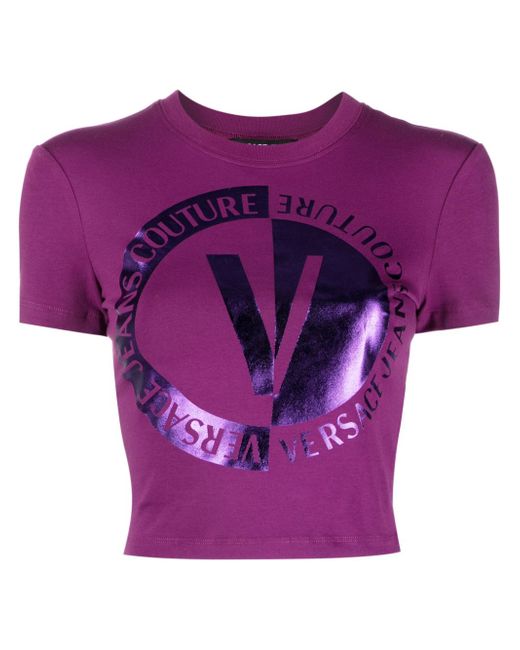 Versace Jeans Couture logo-print cropped T-shirt