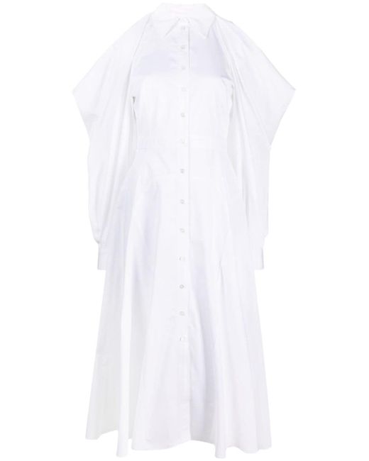 Alexander McQueen cold-shoulder cotton shirtdress
