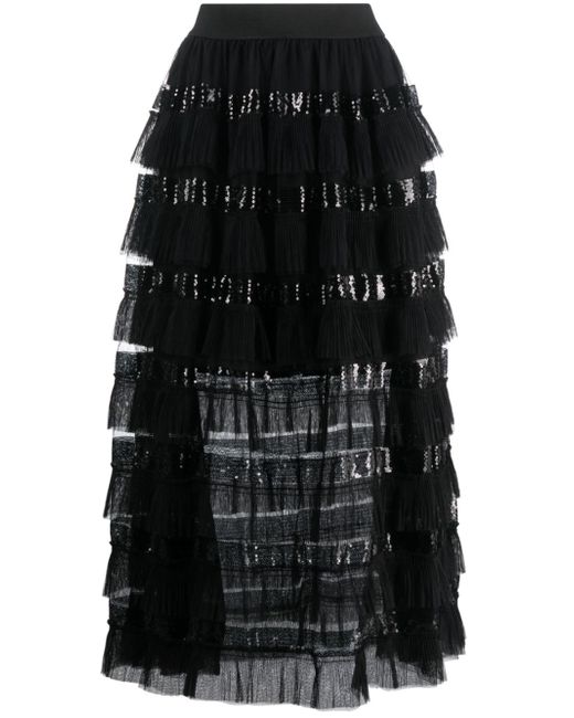 Maje sequin-embellished tulle skirt