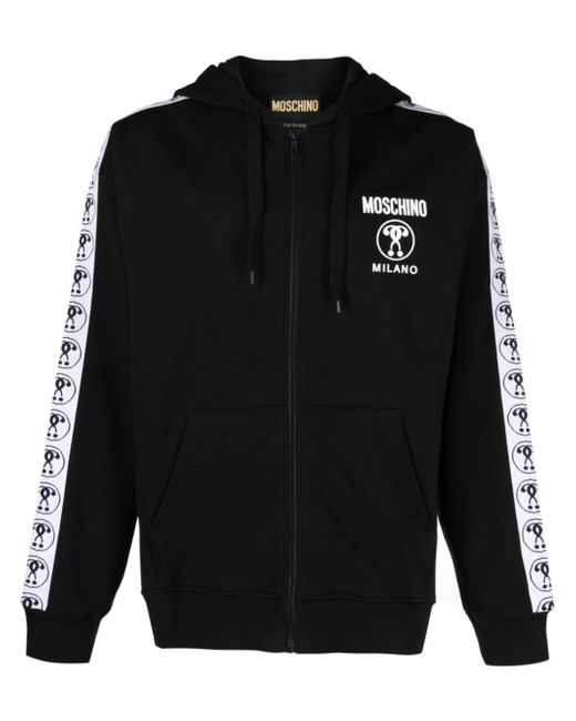 Moschino logo-tape zip-up hoodie