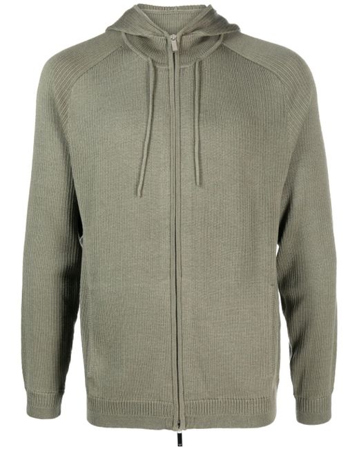 Emporio Armani ribbed-knit zip-up hoodie