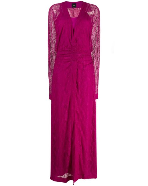 Pinko floral-lace long-sleeve maxi dress
