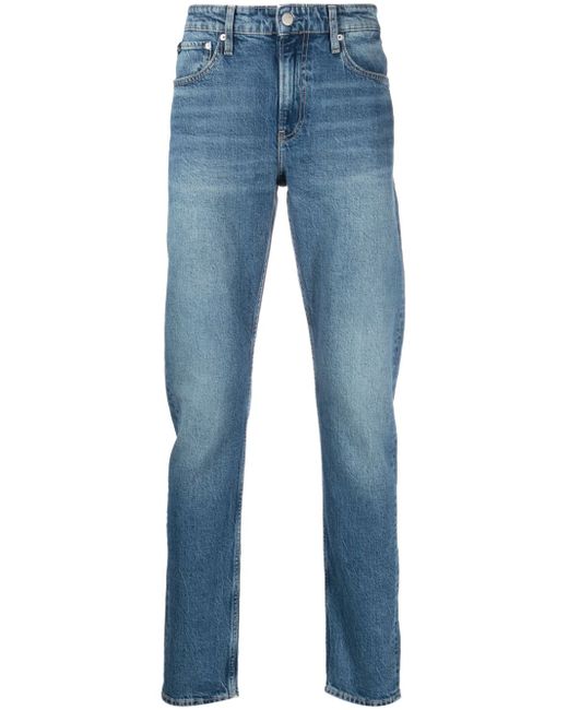 Calvin Klein Jeans logo-patch slim-cut jeans