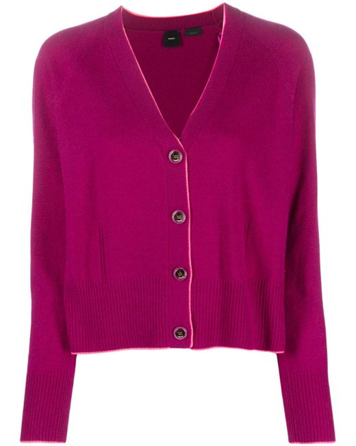 Pinko contrast-trim wool-cashmere cardigan