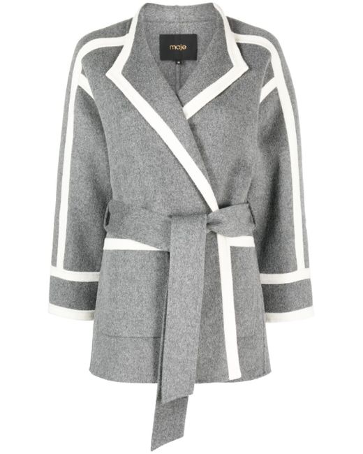Maje two-tone design belted coat
