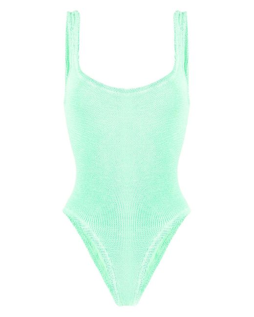 Hunza G crinkle-effect square-neck swimsuit