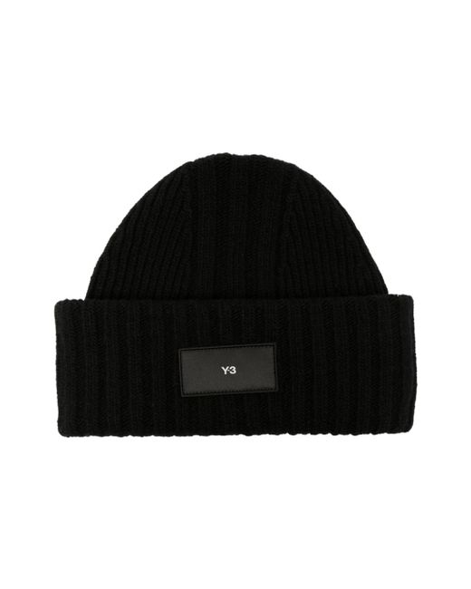 Y-3 logo-patch knitted beanie