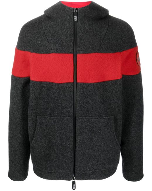 Giorgio Armani colour-block felted zip-up hoodie