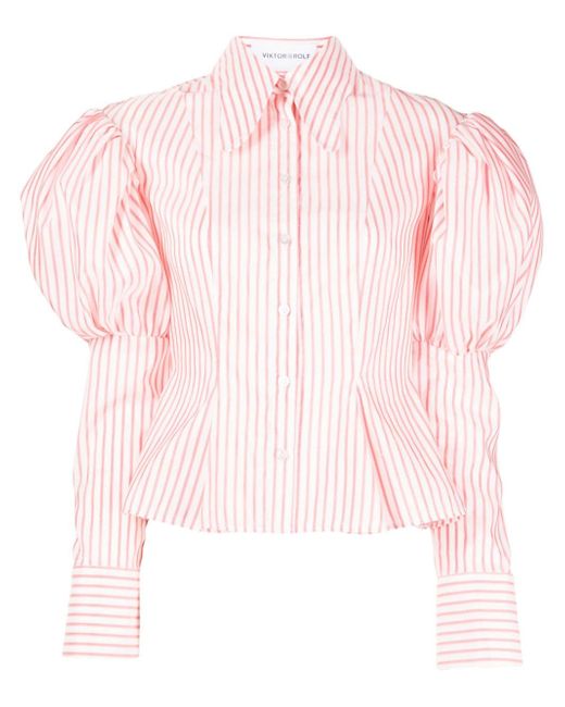 Viktor & Rolf stripe-print puff-sleeved shirt