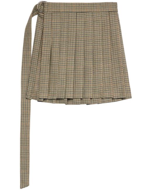 AMI Alexandre Mattiussi check-print pleated miniskirt