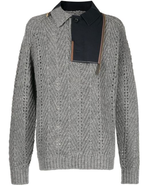 Kolor patchwork-design wool jumper