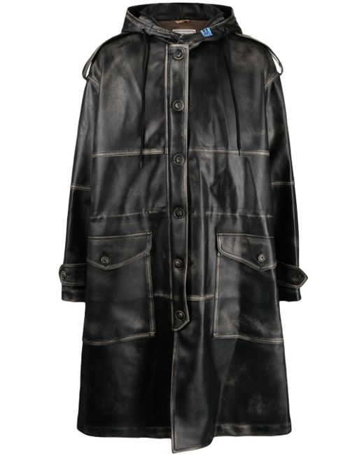 Maison Mihara Yasuhiro faux-leather single-breasted coat