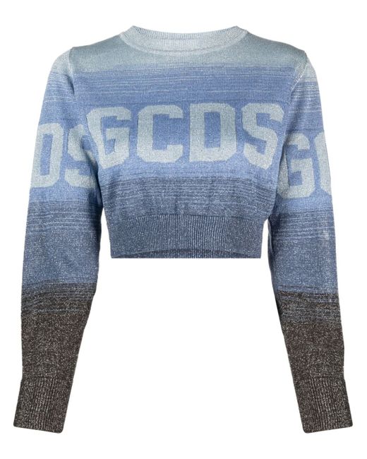 Gcds intarsia-knit logo cropped jumper