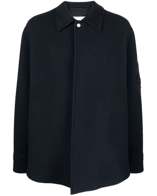 Jil Sander logo-jacquard virgin wool shirt jacket