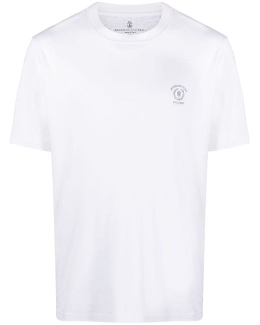 Brunello Cucinelli logo-print cotton-silk-blend T-shirt