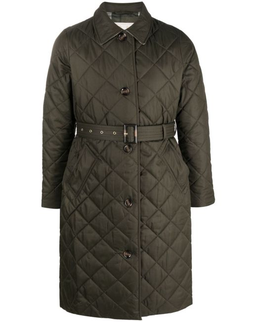 Barbour diamond-quilted single-breasted coat