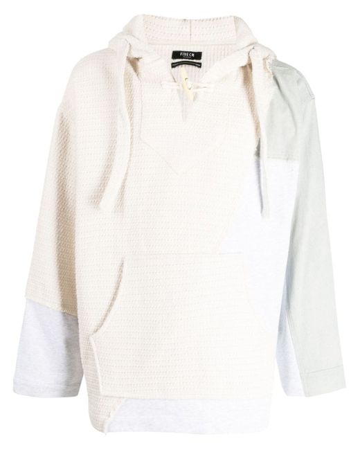 Five Cm layered-design cotton hoodie