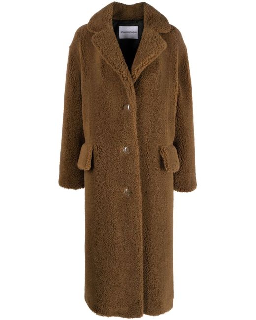 Stand Studio single-breasted faux-fur coat